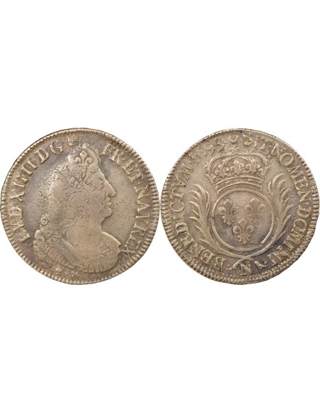 Louis XIV Aux Palmes 1/2 ecu Argent 1693 N Montpellier