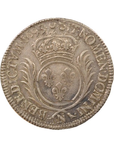 Louis XIV Aux Palmes 1/2 ecu Argent 1693 N Montpellier
