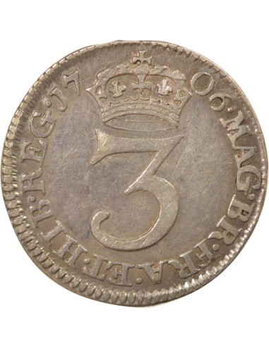 Royaume-Uni Anne de Grande Bretagne Maundy 3 pence Argent 1706