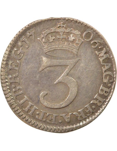 Royaume-Uni Anne de Grande Bretagne Maundy 3 pence Argent 1706