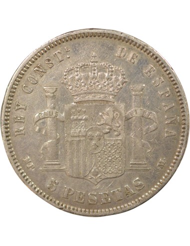 Espagne Alphonse XIII d'Espagne 5 pesetas Argent 1889 AI Madrid