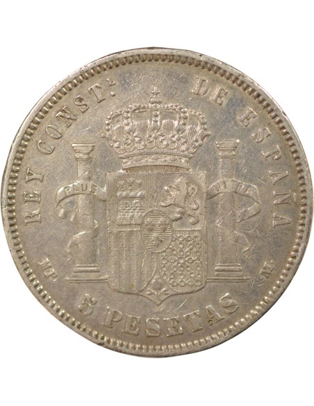 Espagne Alphonse XIII d'Espagne 5 pesetas Argent 1889 AI Madrid