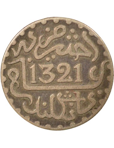 Maroc Abd al-Aziz 1 dirham Argent 1321 AH (1903) Londres