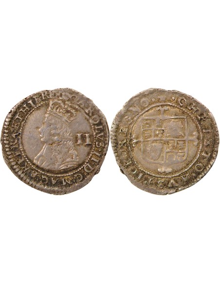 Angleterre Charles II d'Angleterre 3e Emission 2 pence Argent 1660-1662 Londres