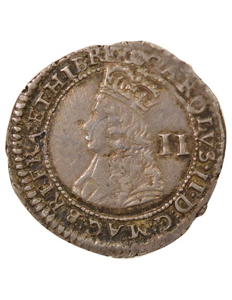 Angleterre Charles II d'Angleterre 3e Emission 2 pence Argent 1660-1662 Londres