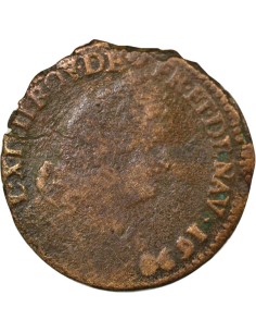 Louis XIV Au Buste Âgé 1 liard Cuivre 1698 E Tours 2