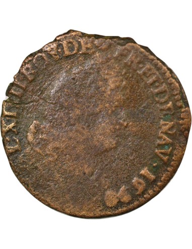 Louis XIV Au Buste Âgé 1 liard Cuivre 1698 E Tours