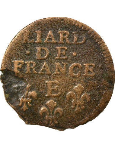 Louis XIV Au Buste Âgé 1 liard Cuivre 1698 E Tours