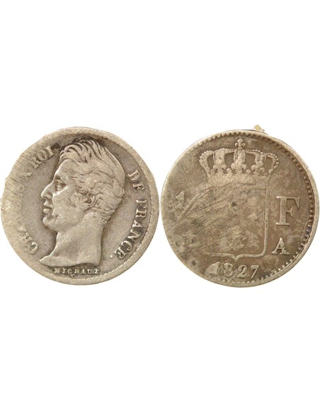 Charles X 1/4 franc Argent 1827 A - Paris