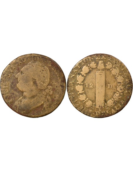 Louis XVI Au Faisceau 12 denier Cuivre 1791 A - Paris