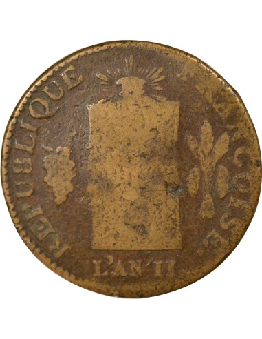 Louis XVI A la Balance 2 sols Cuivre 1793 AA Metz