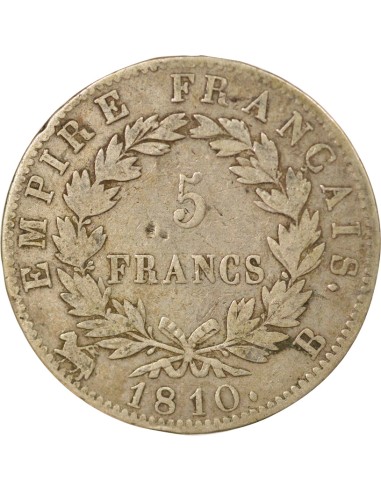 Roi d'Italie Empire 5 francs Argent 1810 B Rouen