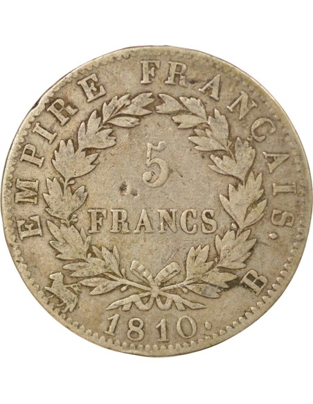 Roi d'Italie Empire 5 francs Argent 1810 B Rouen
