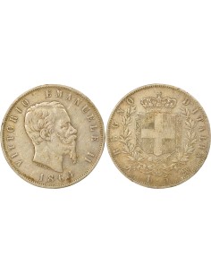 Italie Victor Emmanuel II 5 lire Argent 1864 Naples