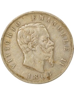 Italie Victor Emmanuel II 5 lire Argent 1864 Naples 2