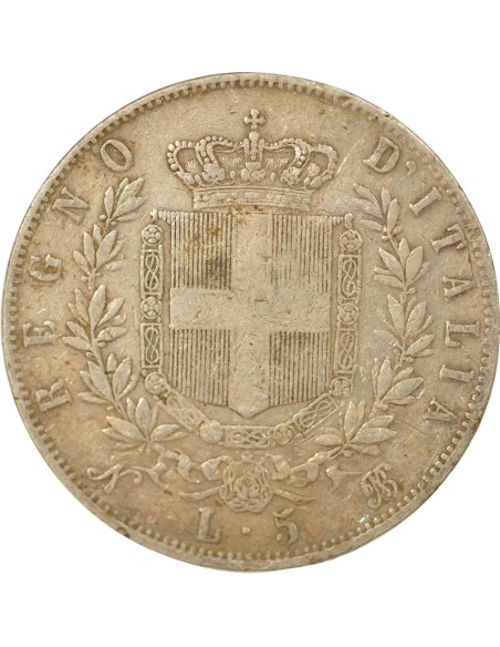 Italie Victor Emmanuel II 5 lire Argent 1864 Naples