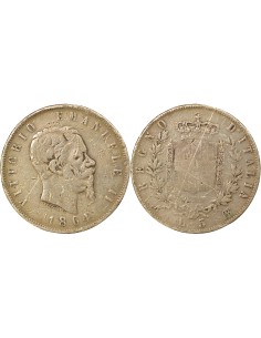 Italie Victor Emmanuel II 5 lire Argent 1864 Naples