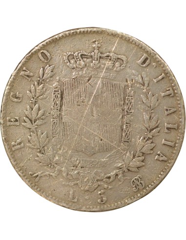 Italie Victor Emmanuel II 5 lire Argent 1864 Naples