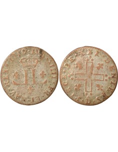 Louis XIV Mousquetaire 30 deniers Billon 1710 D Lyon