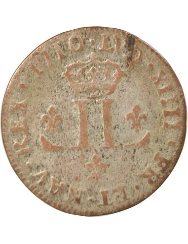 Louis XIV Mousquetaire 30 deniers Billon 1710 D Lyon