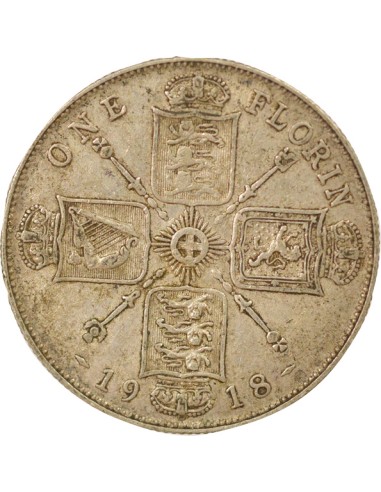 Empereur des Indes 1re Effigie 1 florin Argent 1918 Londres