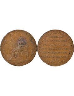 A la Liberté 2 sols Cuivre 1791 Londres