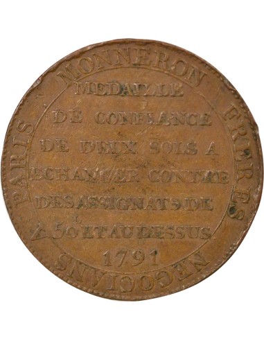 A la Liberté 2 sols Cuivre 1791 Londres
