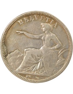 Suisse Helvetia Assise 5 francs Argent 1851 A - Paris 2
