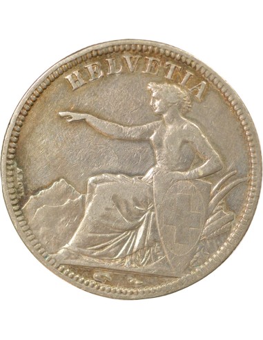 Suisse Helvetia Assise 5 francs Argent 1851 A - Paris