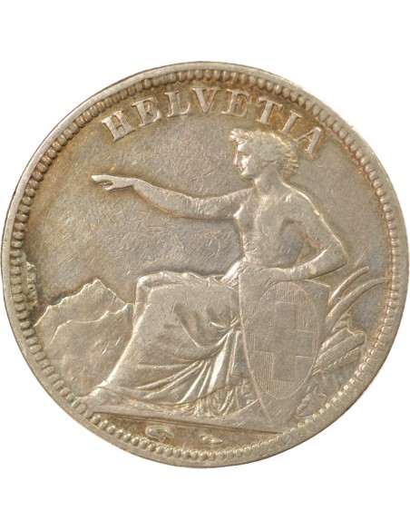 Suisse Helvetia Assise 5 francs Argent 1851 A - Paris