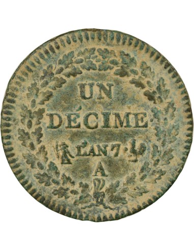 Grand Module 1 décime Cuivre An 7 (1798-1799) A - Paris