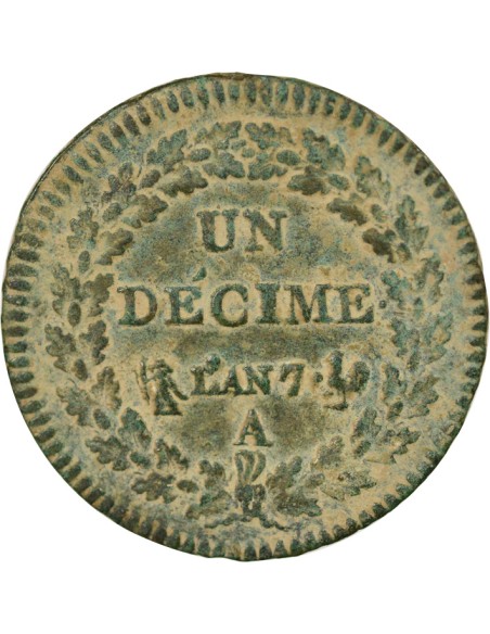 Grand Module 1 décime Cuivre An 7 (1798-1799) A - Paris