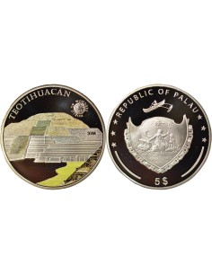 Palaos Theotihuacan 5 dollars Argent 2012