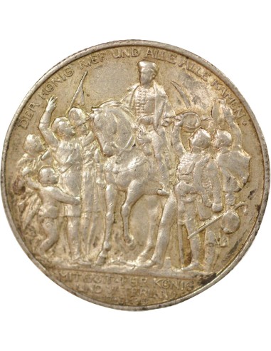 Etats Allemands (Prusse) Guillaume II Déclaration de Guerre 2 mark Argent 1913 A Berlin