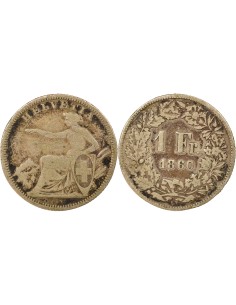 Suisse Helvetia assise 1 franc Argent 1860 Berne