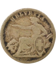 Suisse Helvetia assise 1 franc Argent 1860 Berne 2