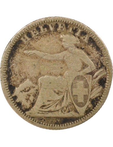 Suisse Helvetia assise 1 franc Argent 1860 Berne