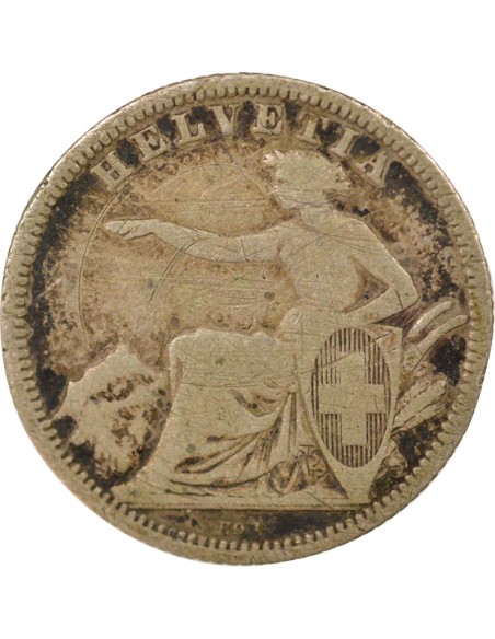 Suisse Helvetia assise 1 franc Argent 1860 Berne