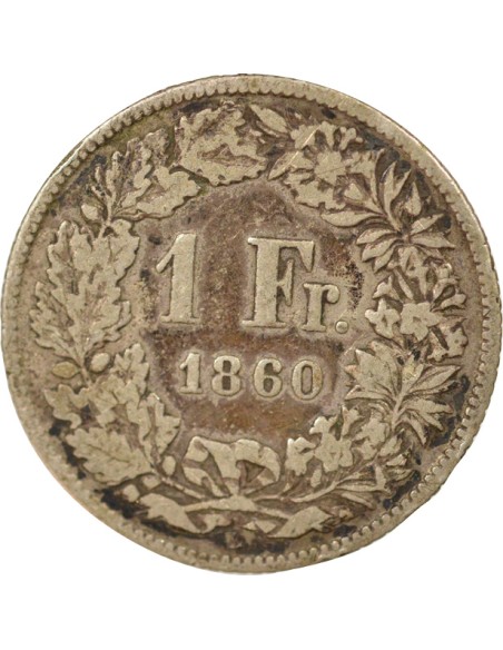 Suisse Helvetia assise 1 franc Argent 1860 Berne