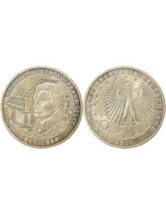 Allemagne Franz Liszt Franz Liszt 10 euros Argent 2011 G Karlsruhe