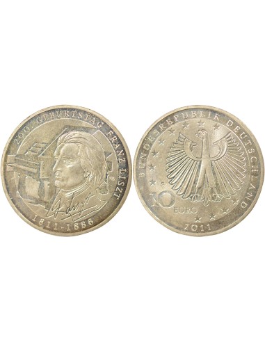 Allemagne Franz Liszt Franz Liszt 10 euros Argent 2011 G Karlsruhe