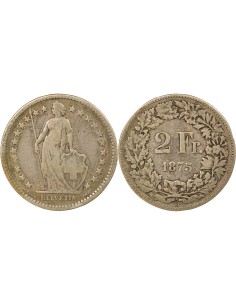 Suisse Helvetia debout 2 francs Argent 1975 Berne