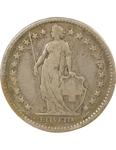 Suisse Helvetia debout 2 francs Argent 1975 Berne