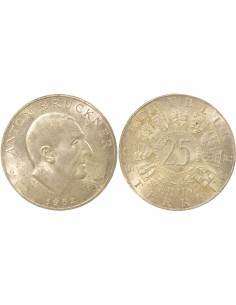 Autriche Anton Bruckner Anton Bruckner 25 schillings Argent 1962 A Vienne