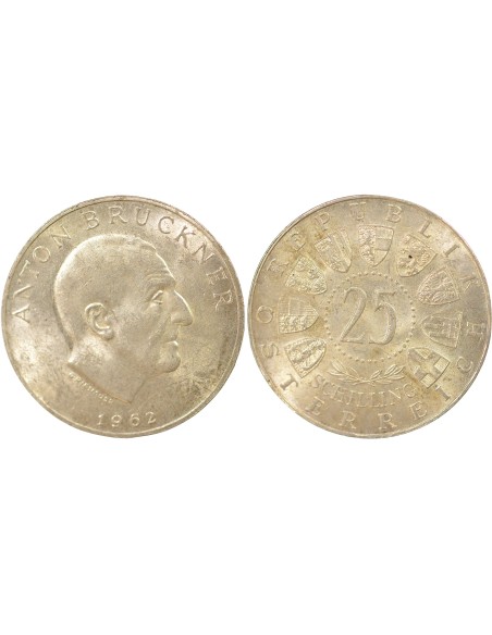 Autriche Anton Bruckner Anton Bruckner 25 schillings Argent 1962 A Vienne