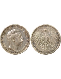 Etats Allemands (Prusse) Guillaume II 2 mark Argent 1908 A Berlin