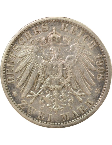 Etats Allemands (Prusse) Guillaume II 2 mark Argent 1908 A Berlin