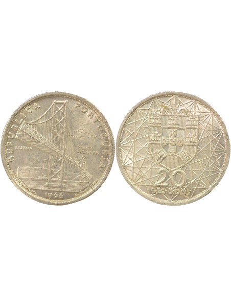 Portugal Pont de Salazar 20 escudos Argent 1966 Lisbonne