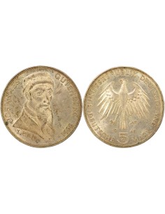 Allemagne Johannes Gutenberg Gutenberg 5 mark Argent 1968 Karlsburg