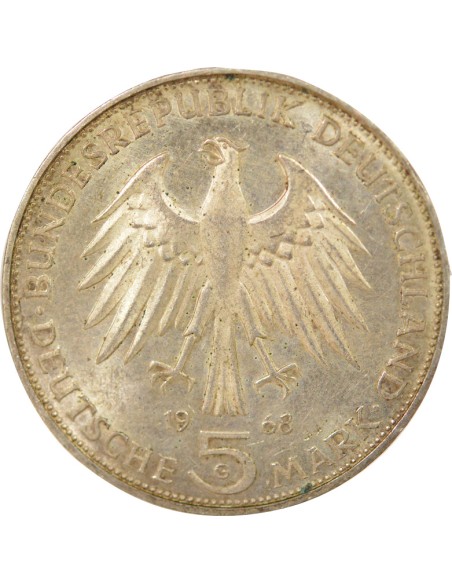Allemagne Johannes Gutenberg Gutenberg 5 mark Argent 1968 Karlsburg